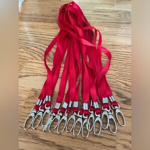 Red Lanyards with Metal Clips Set of 14